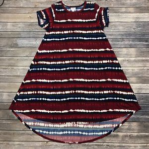 LuLaRoe Carly Red, White, and Blue Tie Dye